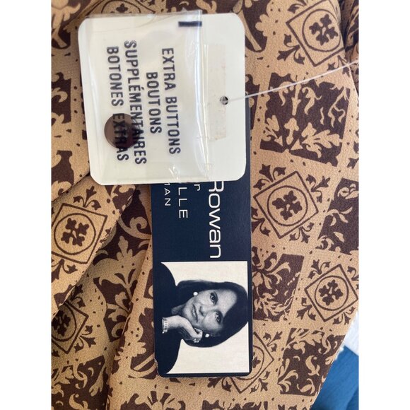 Rena Rowan For Saville Lexington Brown & Tan Patterned Top Size 16W 100% Polyest - Picture 8 of 10